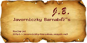 Javorniczky Barnabás névjegykártya